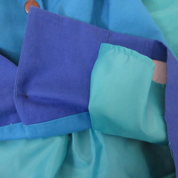 Positive Attitude Women’s 2-Piece Suit Jacket Skirt Size 26 Blues Linen Blend - Picture 12 of 14